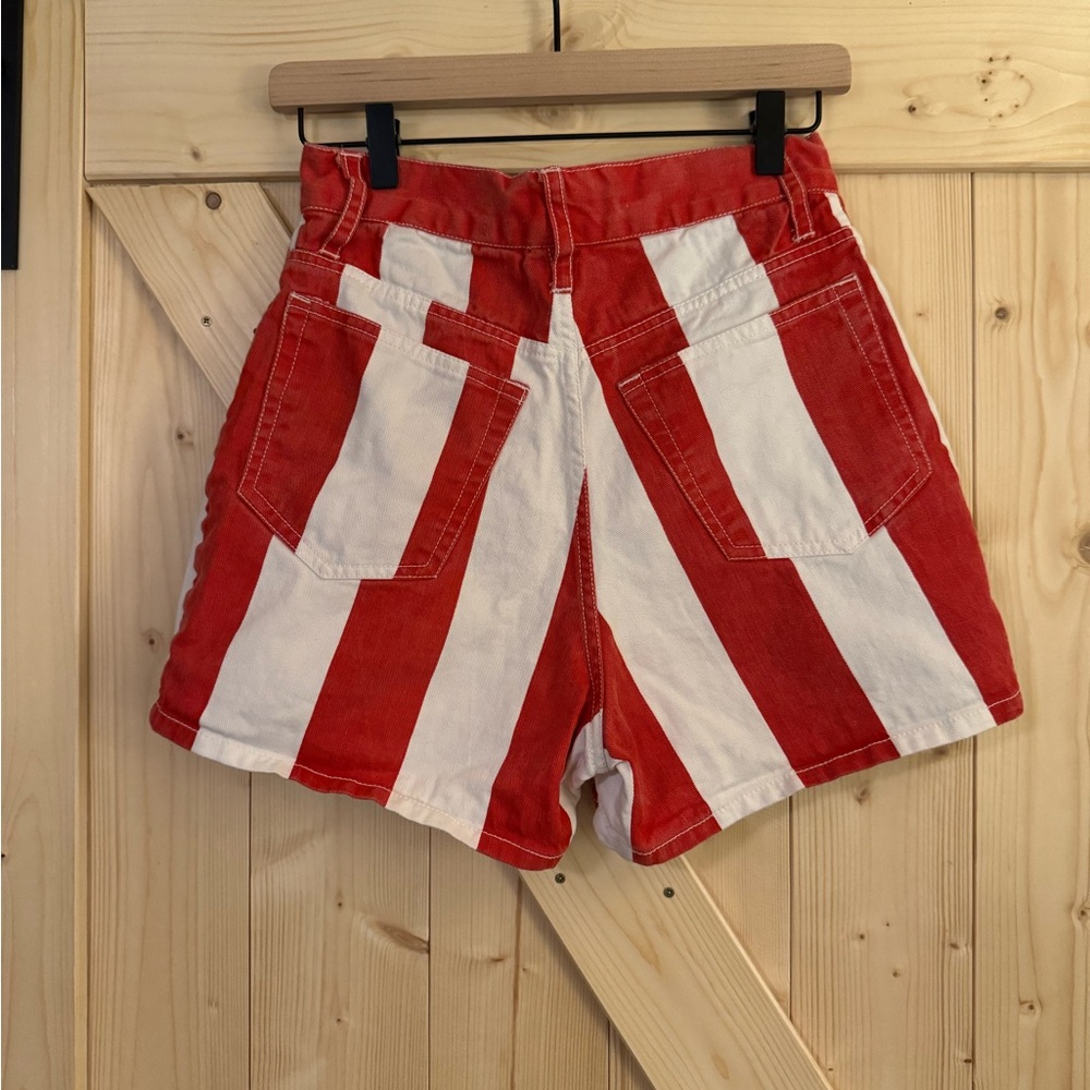 Red and White Striped Women's Shorts